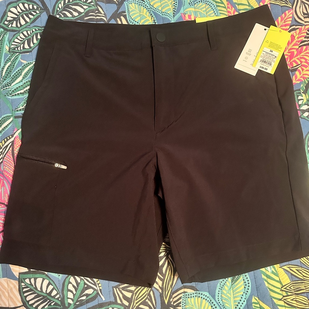 Men’s black shorts, size 34”